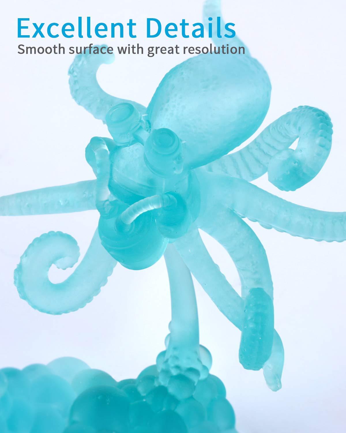 imageELEGOO Water Washable 3D Printer Resin 1kg Mint Green Rapid Precise Printing Resin 405nm Curing Resin for LCD 3D PrinterClear Blue 1000g