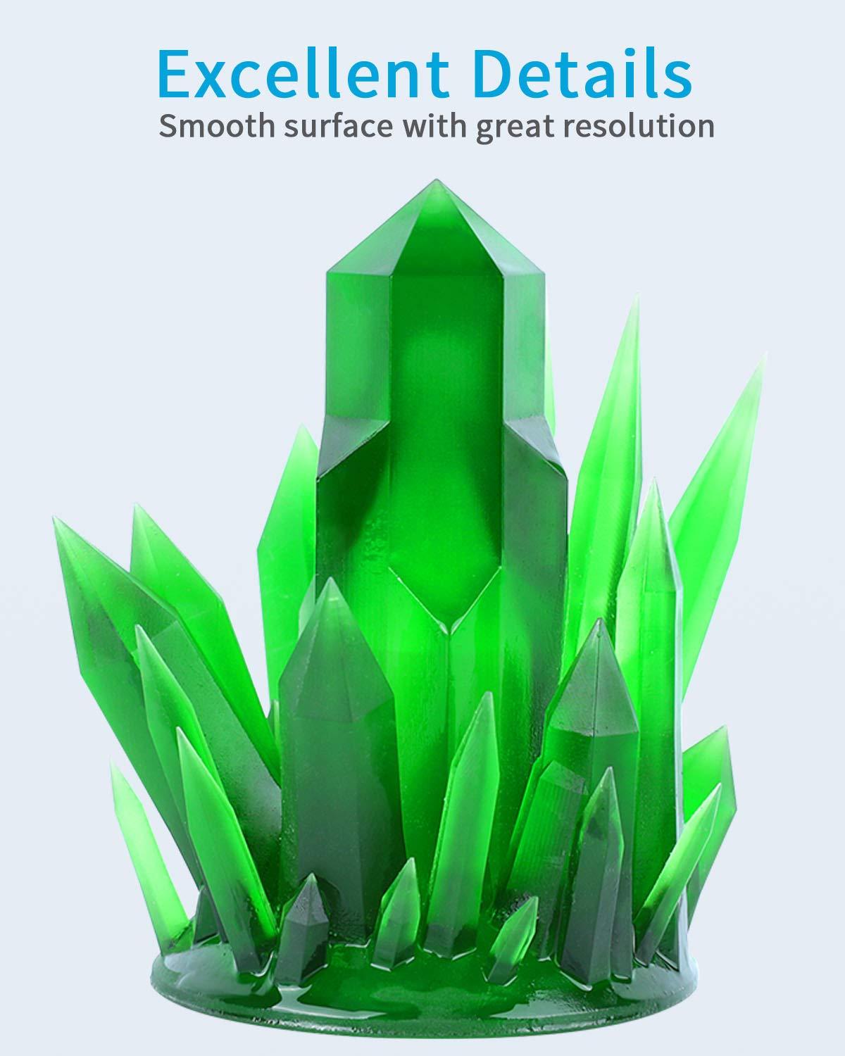 imageELEGOO Water Washable 3D Printer Resin 1kg Mint Green Rapid Precise Printing Resin 405nm Curing Resin for LCD 3D PrinterClear Green 1000g