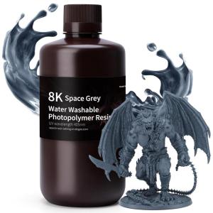 imageELEGOO Water Washable 3D Printer Resin 1kg Mint Green Rapid Precise Printing Resin 405nm Curing Resin for LCD 3D Printer8K Grey 1000g