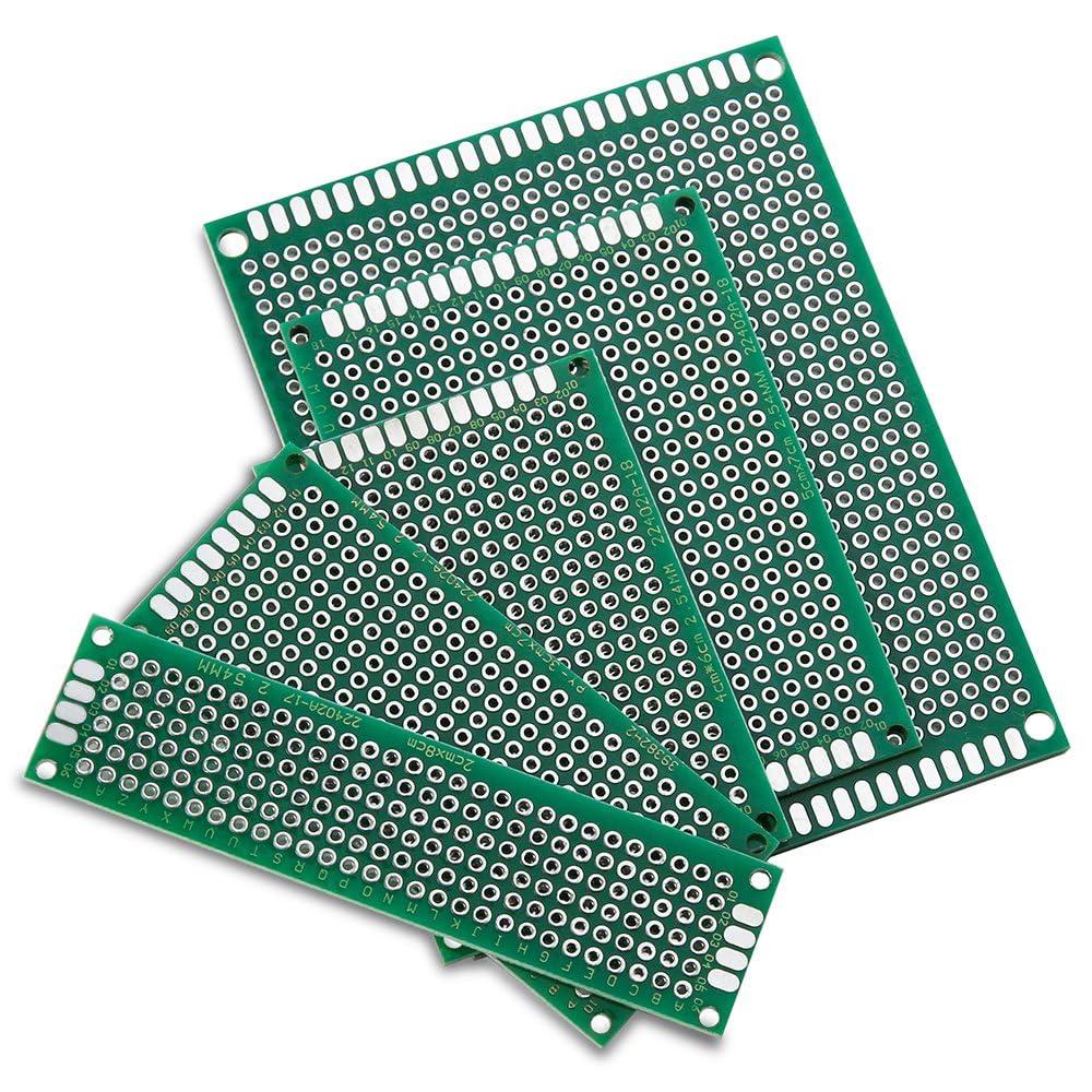 imageELEGOO 32 Pcs Double Sided PCB Board Prototype Kit for DIY Soldering with 5 Sizes Compatible with Arduino Kits
