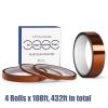 imageELEGOO High Temp Tape 4 Pack Polyimide High Temperature Resistant Tape MultiSized Value Bundle 18 14 12 1 with Silicone Adhesive for Masking Soldering etc