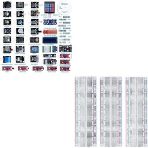 imageELEGOO Upgraded 37 in 1 Sensor Modules Kit ampamp ELEGOO 3pcs Breadboard 830 Point Solderless Prototype PCB Board Kit