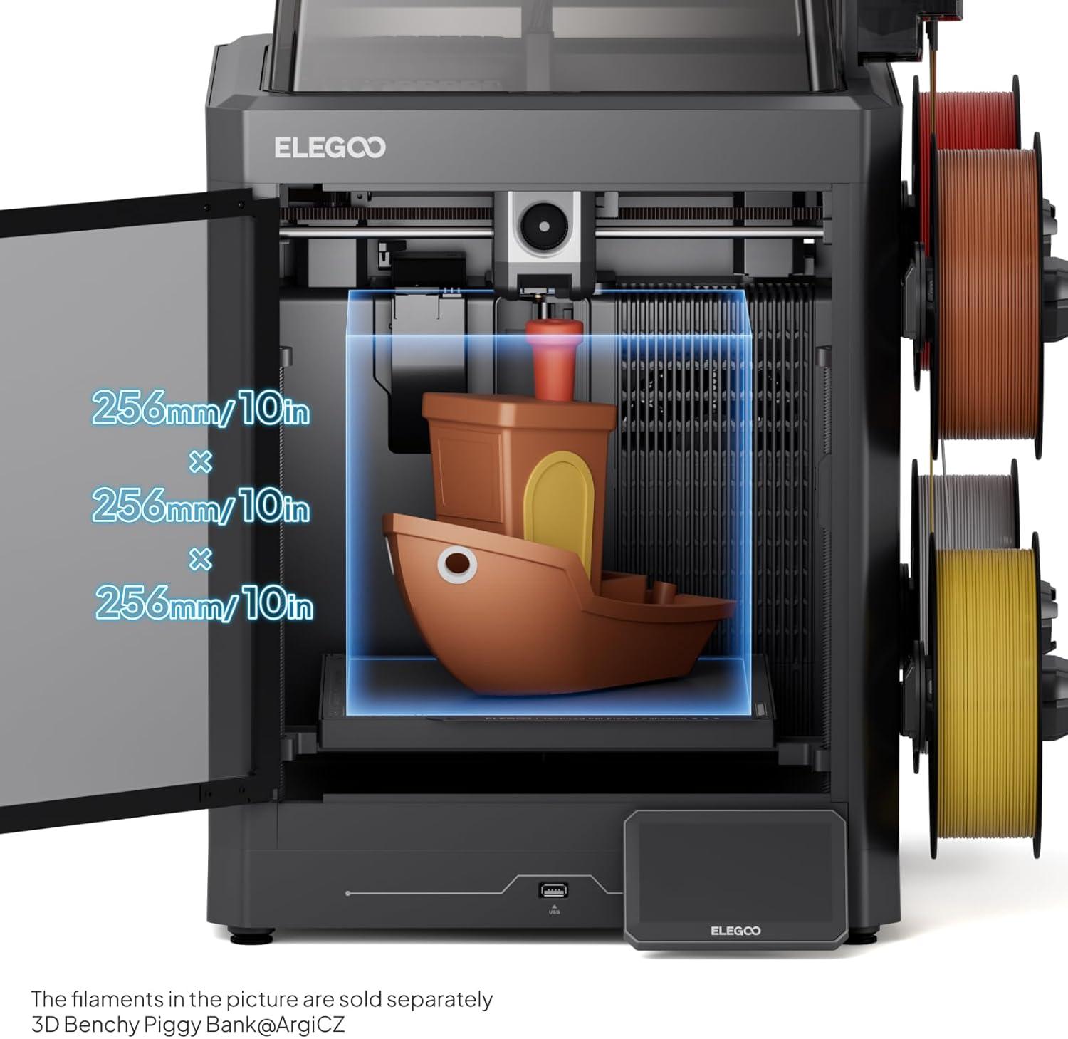 image:imageELEGOO Centauri Carbon 2 Combo Multi Color 3D Printer CoreXY 500mms High Speed Multicolor Printing with Canvas 1Click Full Auto Leveling and 350C HighTemp Nozzle 256x256x256mm Build VolumeCentauri Carbon 2 Combo
