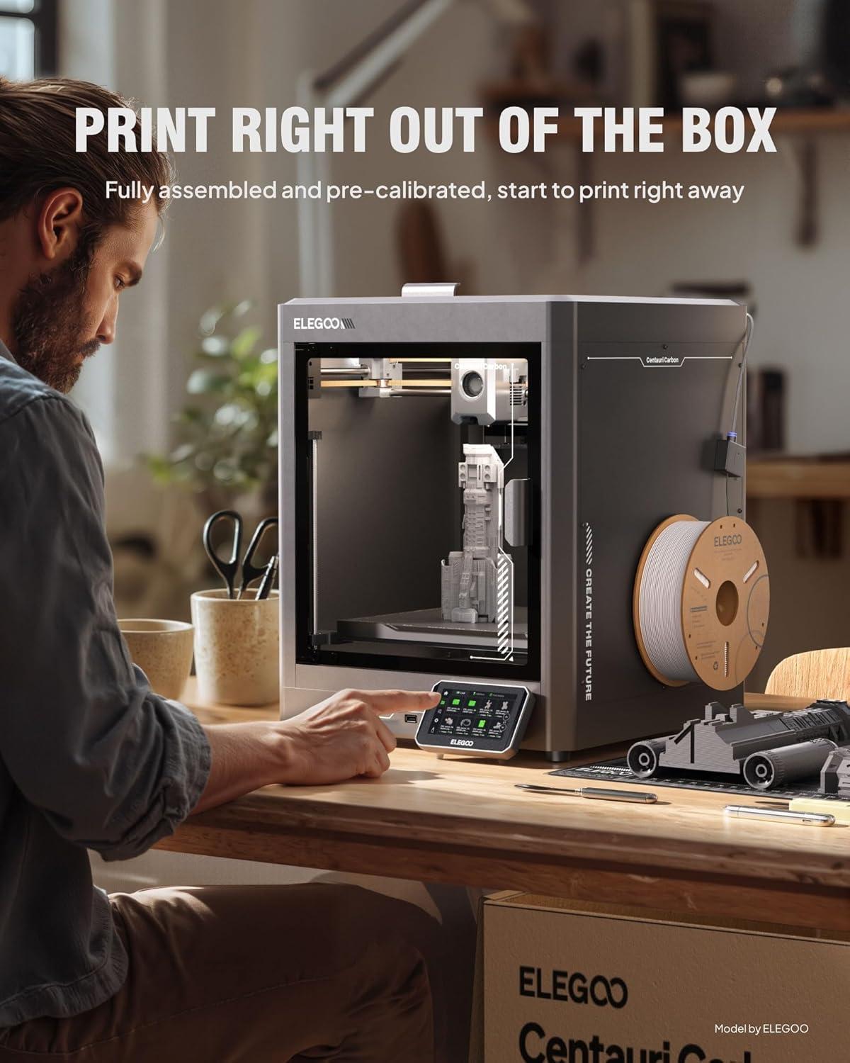 image:imageELEGOO Centauri Carbon 2 Combo Multi Color 3D Printer CoreXY 500mms High Speed Multicolor Printing with Canvas 1Click Full Auto Leveling and 350C HighTemp Nozzle 256x256x256mm Build VolumeCentauri Carbon