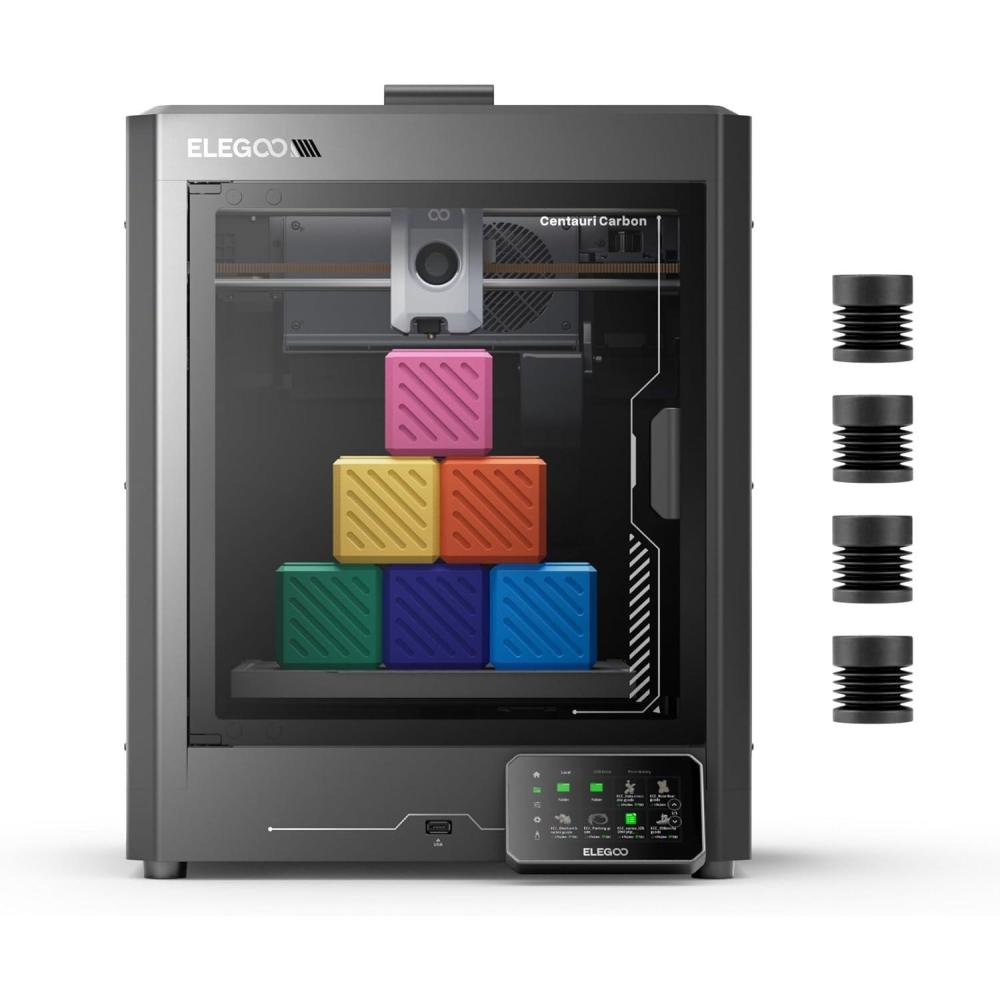 image:imageELEGOO Centauri Carbon 2 Combo Multi Color 3D Printer CoreXY 500mms High Speed Multicolor Printing with Canvas 1Click Full Auto Leveling and 350C HighTemp Nozzle 256x256x256mm Build VolumeCentauri Carbon