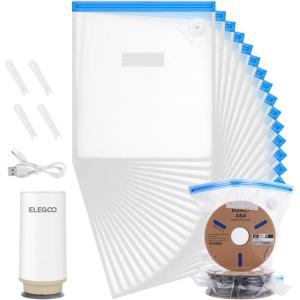 image:imageELEGOO Filament Vacuum Storage Kit with with Upgraded Auto Pump and Bags 20 Pack Vacuum Sealed Bags for Keeping 3D Printer Filament Dry138  126 inch20 Bags with Auto Pump