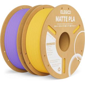 image:imageELEGOO Matte PLA Filament Lavender Purple amp Sunshine Yellow 2KG 175mm 3D Printer Filament Dimensional Accuracy  002mm 2pcs 1kg Carboard Spool 22lbs Fits for Most FDM 3D PrintersLavender Purple  Sunshine Yellow
