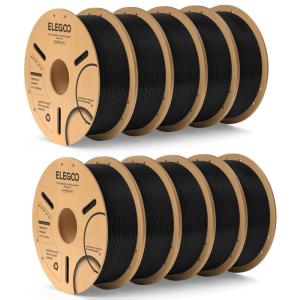 image:imageELEGOO PLA Filament Bundle 10KG 175mm 3D Printer Filament Dimensional Accuracy  002mm 10 Assortment Colors 1kg Spool22lbs BlackWhiteGrayRedYellowOrangeDark BlueNeon GreenPinkPurple101kg Black