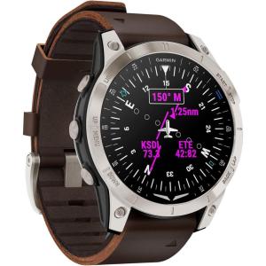 imageGarmin D2 Mach 1 Touchscreen Aviator Smartwatch with GPS Moving Map Aviation Weather Health and Wellness Features and More Oxford Brown Leather Band