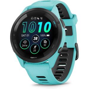 imageGarmin Forerunner 265 Running Smartwatch Colorful AMOLED Display Training Metrics and Recovery Insights Whitestone and Tidal BlueAqua and Black