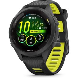 imageGarmin Forerunner 265 Running Smartwatch Colorful AMOLED Display Training Metrics and Recovery Insights Whitestone and Tidal BlueBlack and Amp Yellow