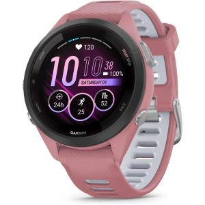 imageGarmin Forerunner 265 Running Smartwatch Colorful AMOLED Display Training Metrics and Recovery Insights Whitestone and Tidal BlueLight Pink and Powder Gray