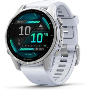 imageGarmin fnix E  47 mm AMOLED Premium Multisport GPS Smartwatch LongLasting Battery Life Stainless Steel with Black BandSilver with Whitestone Band