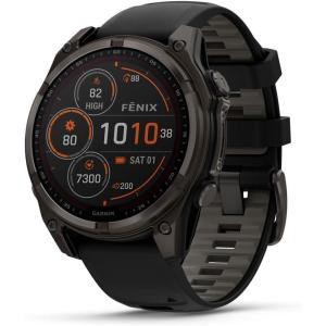 imageGarmin fnix E  47 mm AMOLED Premium Multisport GPS Smartwatch LongLasting Battery Life Stainless Steel with Black BandTitanium w Pebble Gray Band
