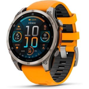 imageGarmin fnix E  47 mm AMOLED Premium Multisport GPS Smartwatch LongLasting Battery Life Stainless Steel with Black BandTitanium with OrangeGraphite Band