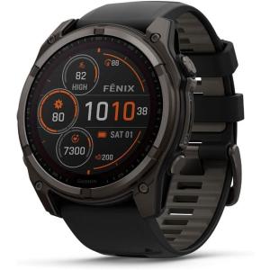 imageGarmin fnix E  47 mm AMOLED Premium Multisport GPS Smartwatch LongLasting Battery Life Stainless Steel with Black BandTitanium with Pebble Gray BandSolar