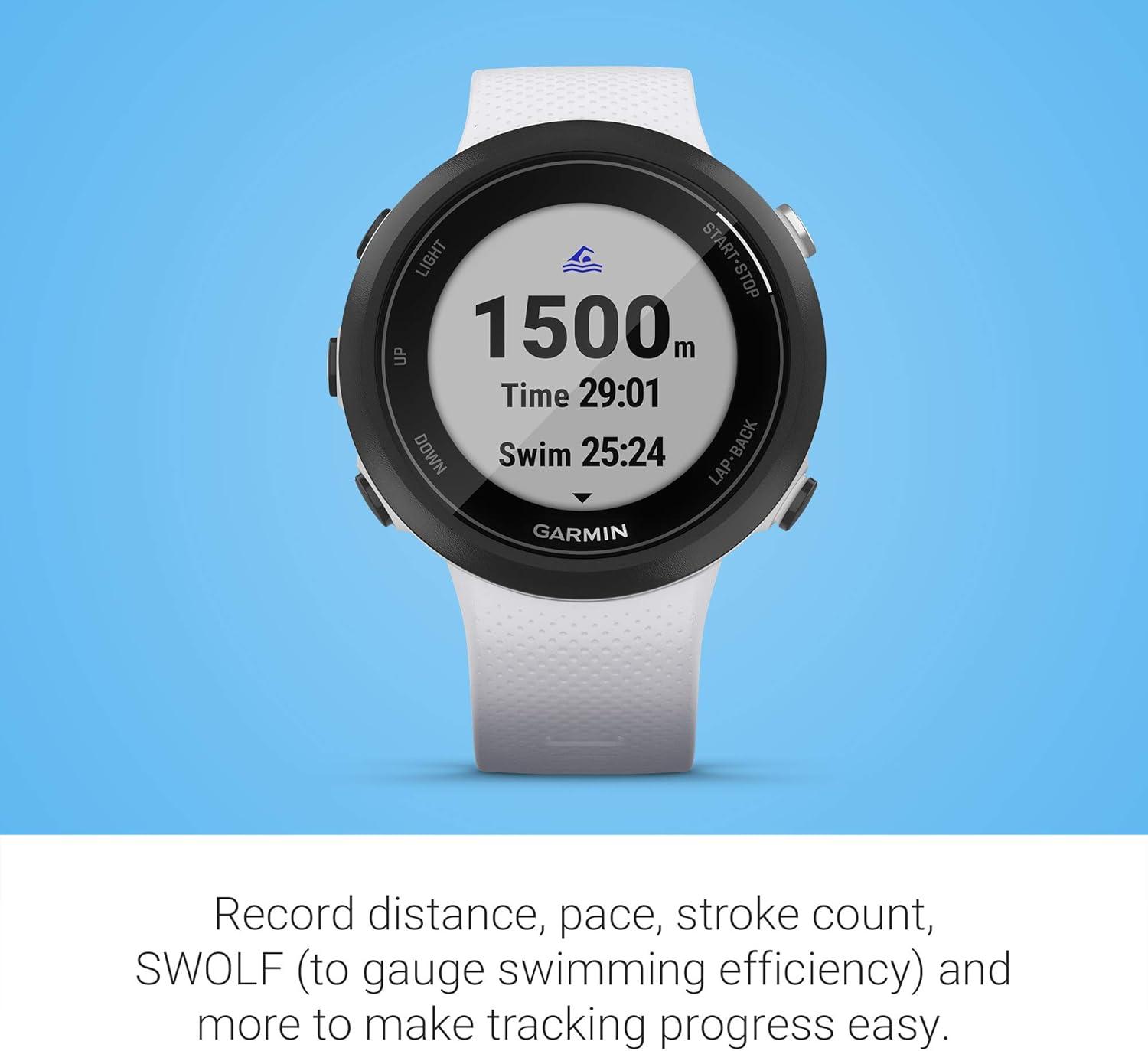 imageGarmin Swim 2 GPS Swimming Smartwatch for Pool and Open Water Underwater Heart Rate Records Distance Pace Stroke Count and Type Slate GrayWhite