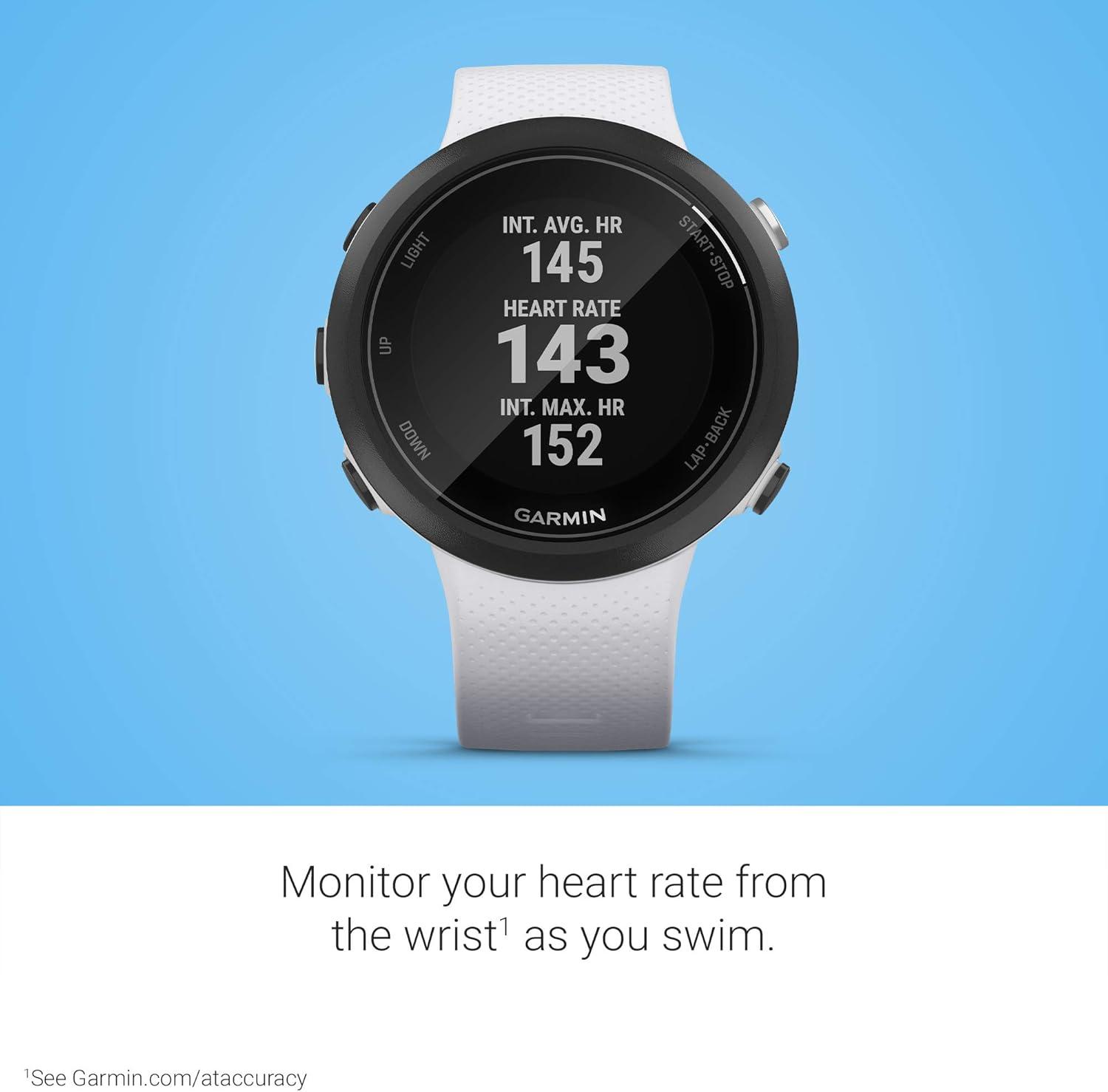 imageGarmin Swim 2 GPS Swimming Smartwatch for Pool and Open Water Underwater Heart Rate Records Distance Pace Stroke Count and Type Slate GrayWhite