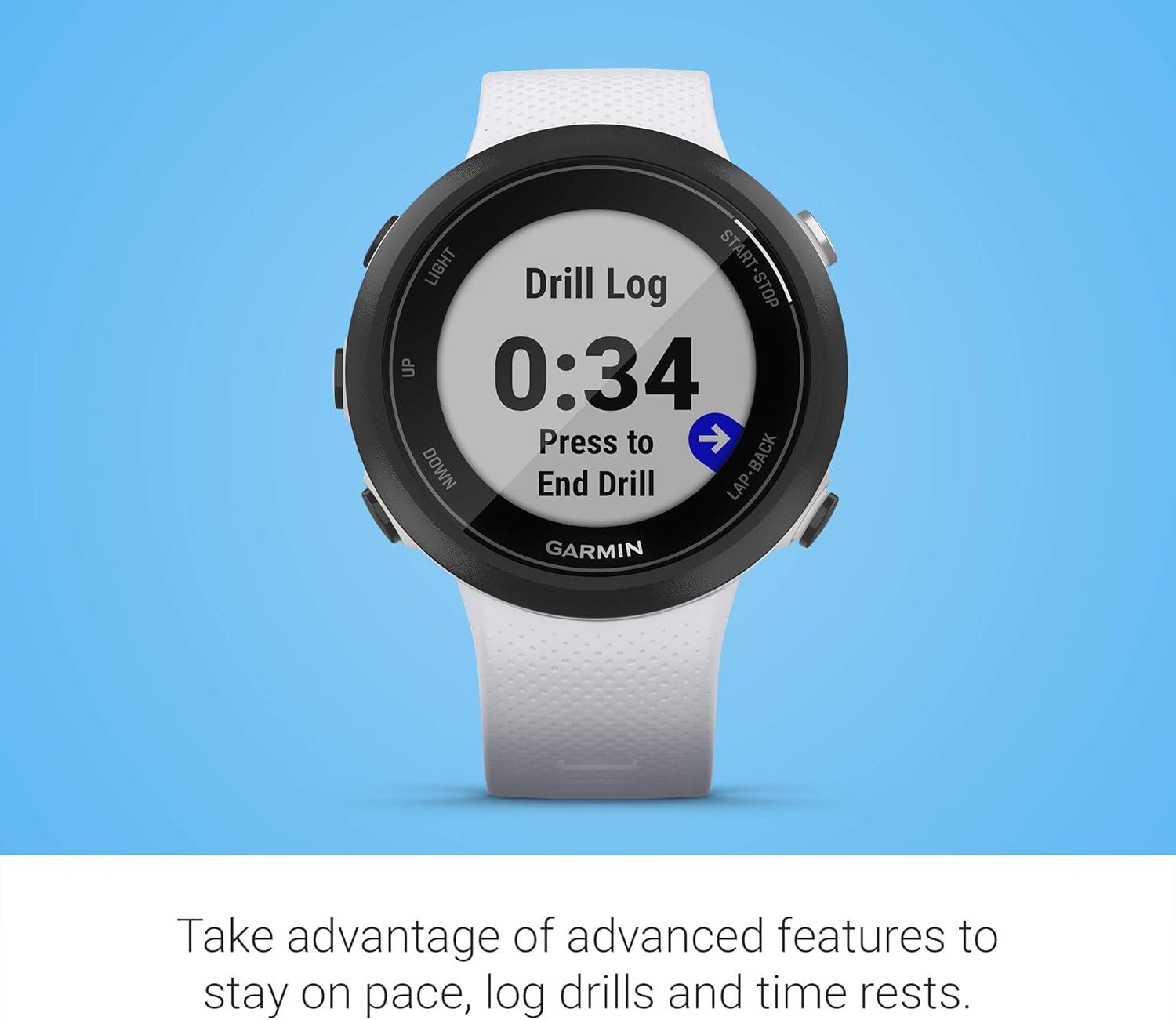 imageGarmin Swim 2 GPS Swimming Smartwatch for Pool and Open Water Underwater Heart Rate Records Distance Pace Stroke Count and Type Slate GrayWhite