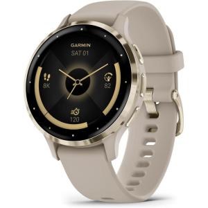 imageGarmin Venu 3 Silver Stainless Steel Bezel 14Inch AMOLED Touchscreen Display Smart Watch with 45mm Whitestone Case and Silicone BandFrench Gray