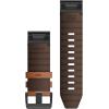 imageGarmin QuickFit 22 Watch Band  Jacquardweave Nylon Strap  Heathered BlackChestnut Leather