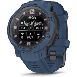 imageGarmin Instinct Crossover Solar Rugged Hybrid Smartwatch with Solar Charging Capabilities Analog Hands and Digital Display Graphite AdjustableTidal Blue
