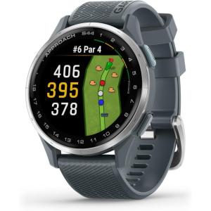 imageGarmin Approach S44 Essential Golf GPS Smartwatch AMOLED Display OnCourse Features Silver Aluminum Bezel with Black Silicone BandGray