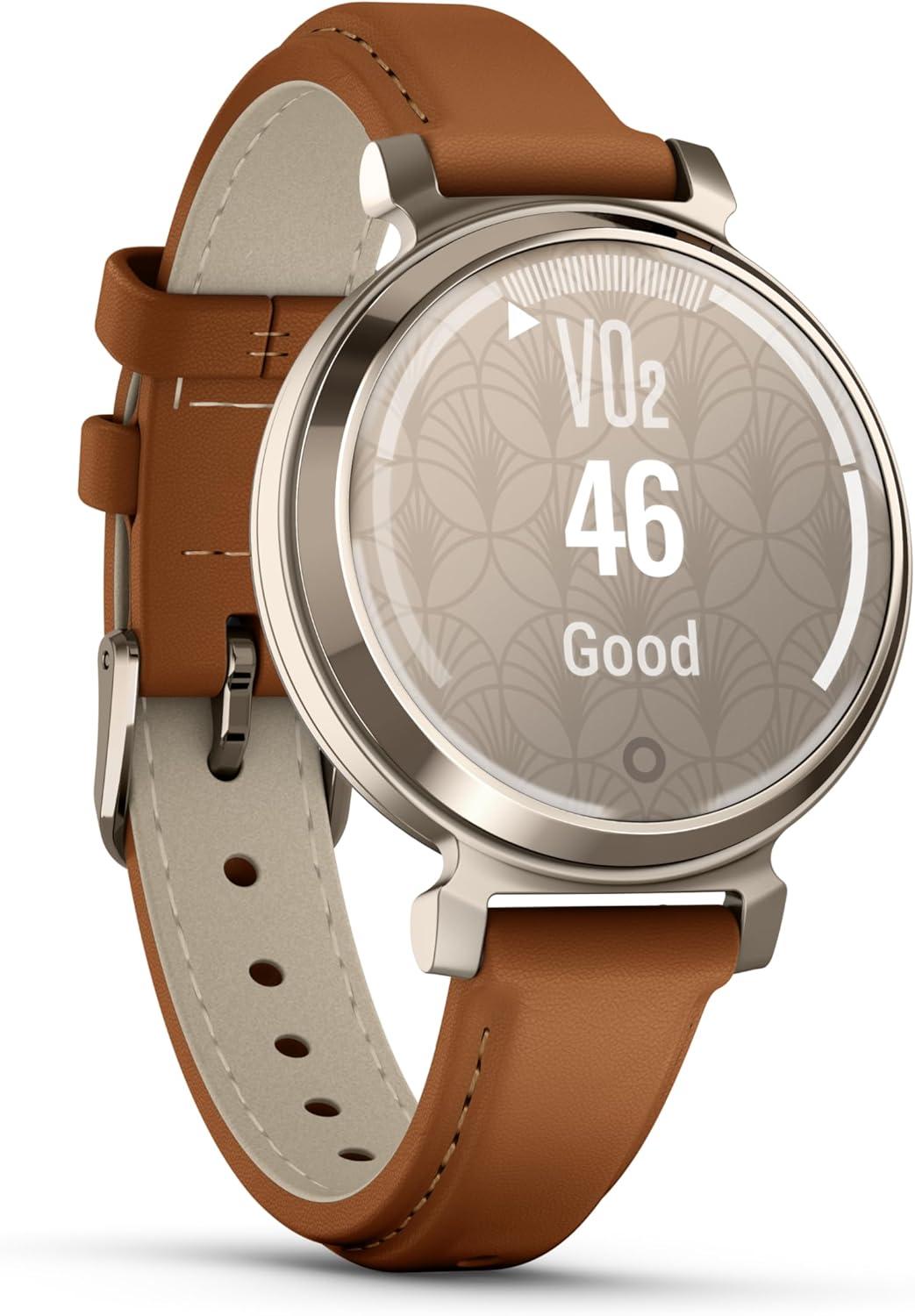 imageGarmin Lily 2 Small and Stylish Smartwatch Hidden Display Patterned Lens Up to 5 Days Battery Life CoconutTan