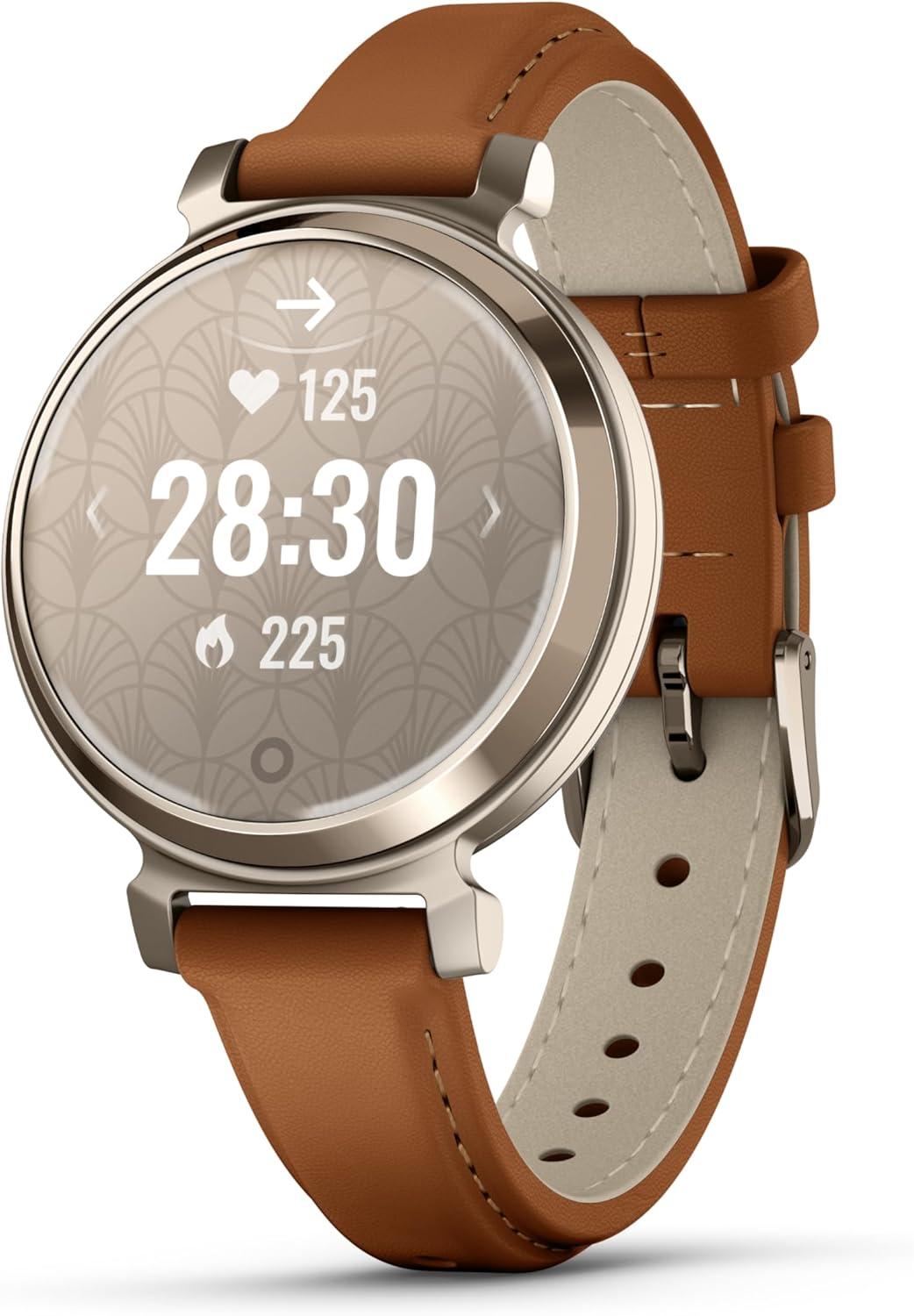 imageGarmin Lily 2 Small and Stylish Smartwatch Hidden Display Patterned Lens Up to 5 Days Battery Life CoconutTan