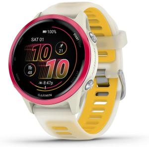 imageGarmin Forerunner 570 42mm Advanced GPS Running and Triathlon Smartwatch AMOLED Display Training and Recovery Features Raspberry Aluminum with Translucent BoneMango BandRaspberry with BoneMango