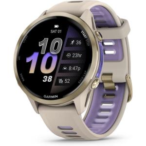 imageGarmin Forerunner 970 Premium GPS Running and Triathlon Smartwatch AMOLED Display Builtin LED Flashlight Carbon Gray DLC Titanium with Black Case and BlackTranslucent Whitestone BandPurple