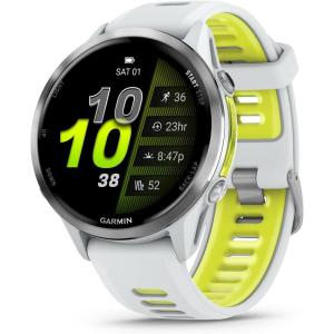 imageGarmin Forerunner 970 Premium GPS Running and Triathlon Smartwatch AMOLED Display Builtin LED Flashlight Carbon Gray DLC Titanium with Black Case and BlackTranslucent Whitestone BandWhite