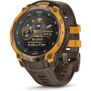 imageGarmin Instinct Crossover AMOLED Rugged Hybrid GPS Smartwatch with Analog Watch Hands and Bright AMOLED Display BronzeSunburst with Cocoa Silicone BandBronzeSunburst