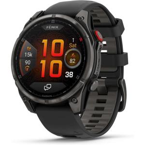 imageGarmin fnix 8 Pro 47mm AMOLED Display Premium Connected Multisport GPS Smartwatch inReach Technology Sapphire Titanium with GraphiteBlack Silicone BandCarbon Gray