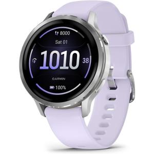 imageGarmin Venu 4 45mm Advanced Health and Fitness GPS Smartwatch Bright and Colorful Display Builtin Flashlight 12 Days of Battery Life Slate with Black Silicone BandPeriwinkle