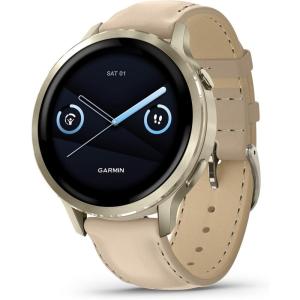 imageGarmin Venu 4 45mm Advanced Health and Fitness GPS Smartwatch Bright and Colorful Display Builtin Flashlight 12 Days of Battery Life Slate with Black Silicone BandLunar Gold and Light Sand