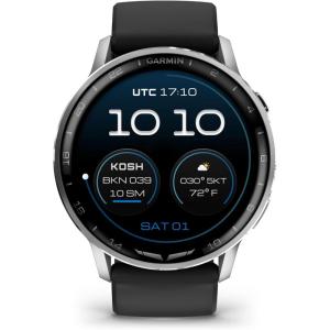 imageGarmin D2 Air X15 Touchscreen Aviator Smartwatch with GPS Aviation Weather Flashlight Health and Wellness Features and More Silver with Black Silicone Band