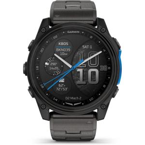 imageGarmin D2 Mach 2 51mm Touchscreen Aviator Smartwatch with GPS Moving Map Aviation Weather Health and Wellness Features Flashlight and More Carbon Gray DLC Titanium with Vented Bracelet