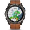 image:imageGarmin D2 Mach 2 Pro 51mm Smartwatch with GPS Advanced Flight Maps Builtin MicrophoneSpeaker for Calls and Texts Carbon Gray DLC Titanium with Chestnut Leather Band and Black Silicone Band