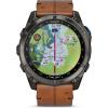 image:imageGarmin D2 Mach 2 Pro 51mm Smartwatch with GPS Advanced Flight Maps Builtin MicrophoneSpeaker for Calls and Texts Carbon Gray DLC Titanium with Chestnut Leather Band and Black Silicone Band