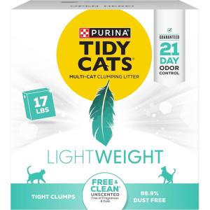 imagePurina Tidy Cats Low Dust Clumping Cat Litter Odor Control LightWeight Free and Clean Unscented Multi Cat Litter  17 Lb Box17 Pound Pack of 1
