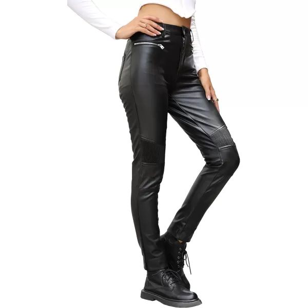 Bellivera Faux Leather Leggings Women High Waisted Tights Stretchy Pleather Pants