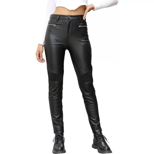 Bellivera Faux Leather Leggings Women High Waisted Tights Stretchy Pleather Pants