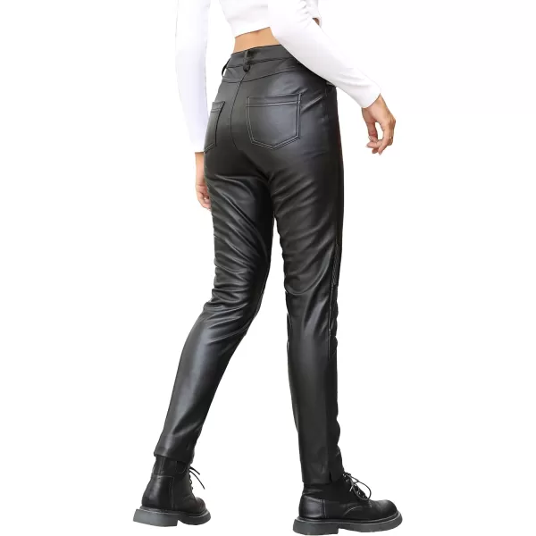 Bellivera Faux Leather Leggings Women High Waisted Tights Stretchy Pleather Pants