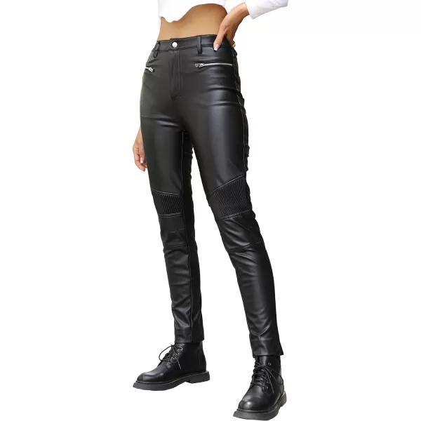 Bellivera Faux Leather Leggings Women High Waisted Tights Stretchy Pleather Pants