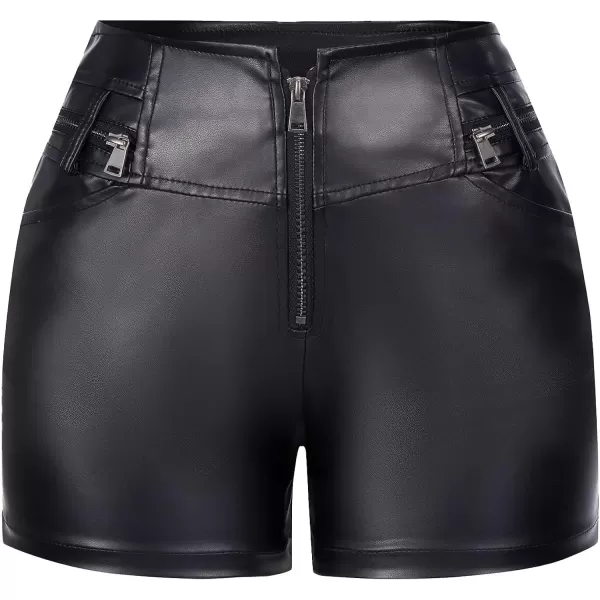 Bellivera Faux Leather Shorts for Women High Waist Stretch Slim Short with Pockets