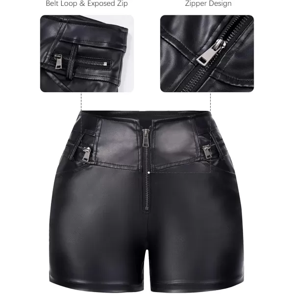 Bellivera Faux Leather Shorts for Women High Waist Stretch Slim Short with Pockets