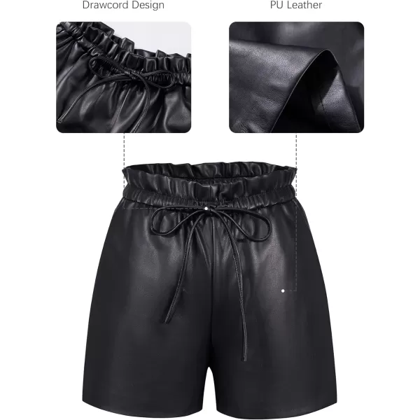 Bellivera Faux Leather Shorts for Women High Waist Stretch Slim Short with Pockets