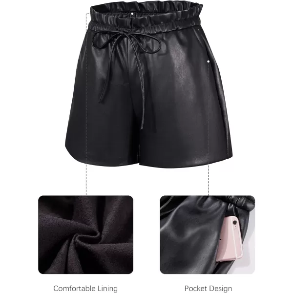 Bellivera Faux Leather Shorts for Women High Waist Stretch Slim Short with Pockets