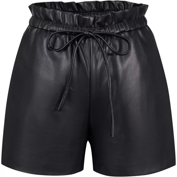 Bellivera Faux Leather Shorts for Women High Waist Stretch Slim Short with Pockets